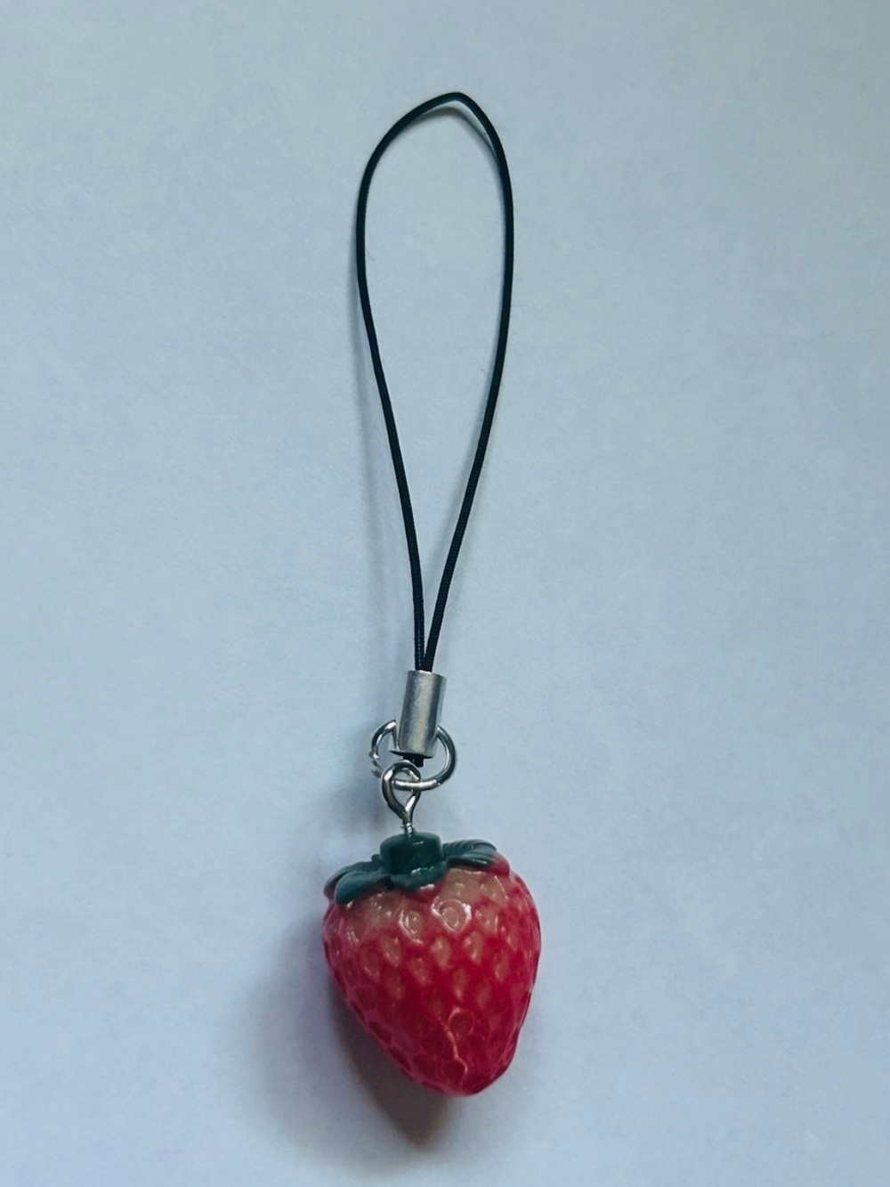 Strawberry Phone Charm - Red with Green Leaves